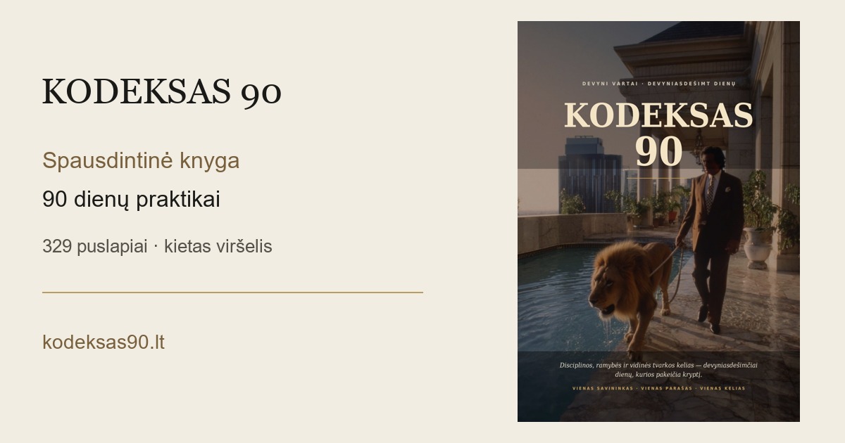 KODEKSAS 90 knyga — 90 dienų sistema